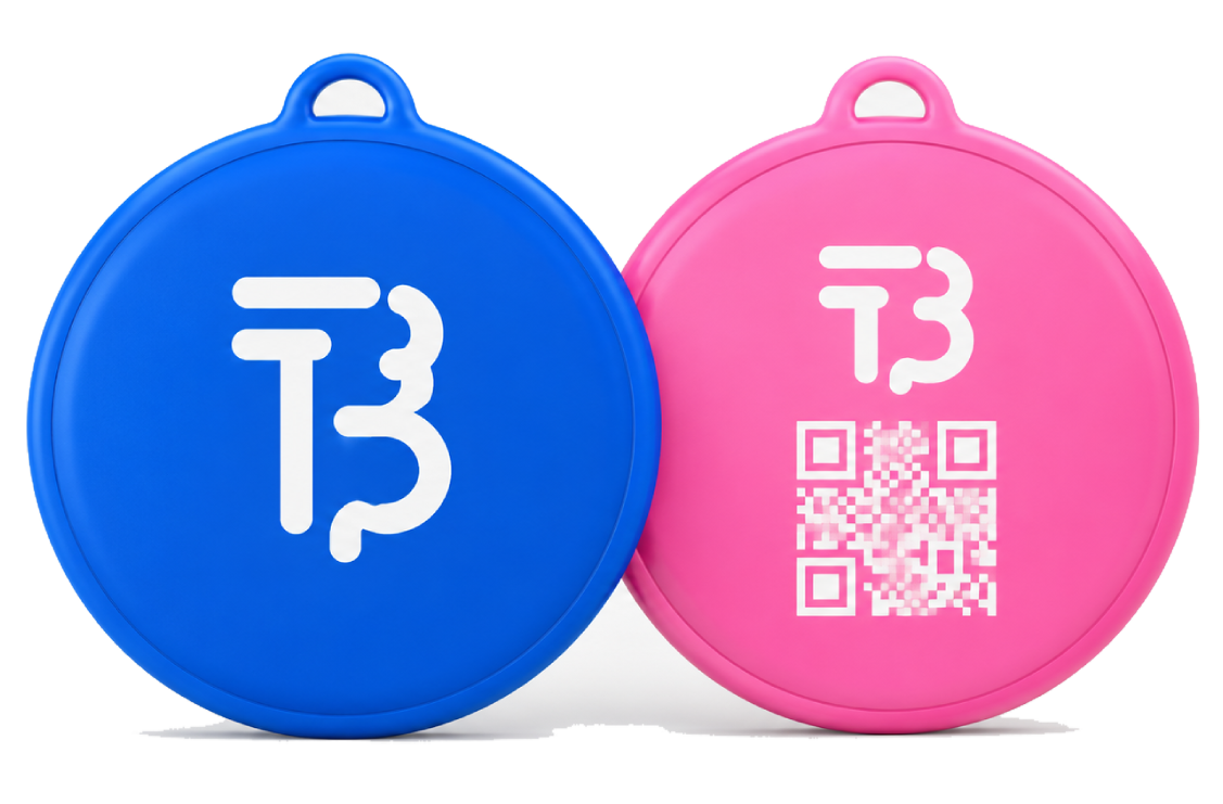 Blue and pink silicone TapBudi pet tags