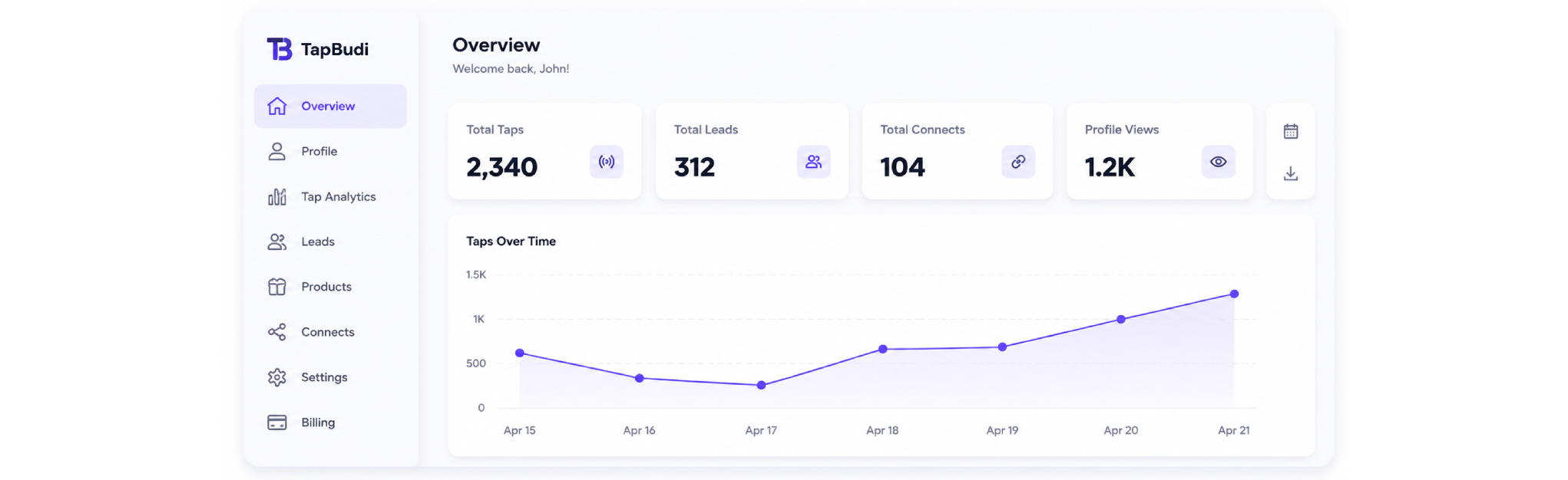 TapBudi analytics dashboard